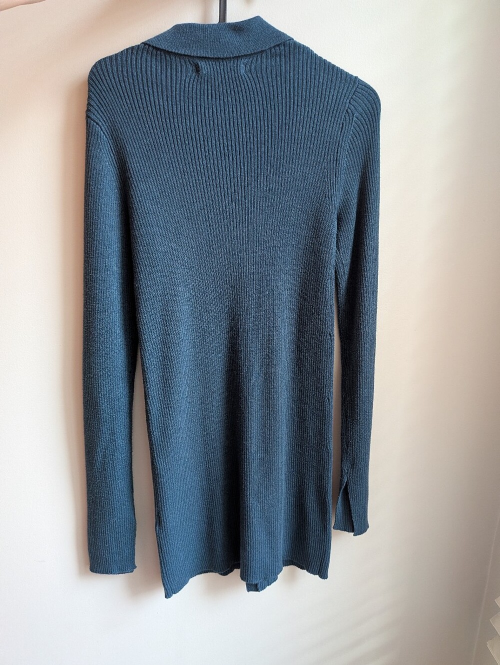 2/$12♥️ Ribbed Button-Front Long Sleeve Tunic Cardigan - Teal - Picture 4 of 4